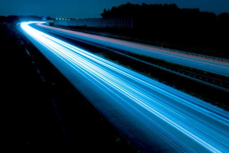 lights of cars with night. long exposure, light lines