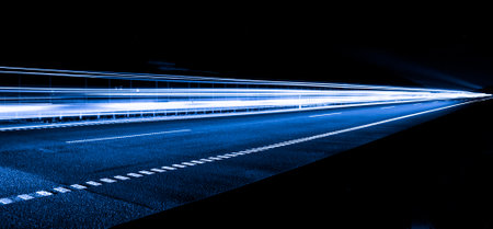 lights of cars with night. long exposure, light linesの写真素材