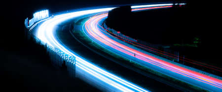 lights of cars with night. long exposure, light lines