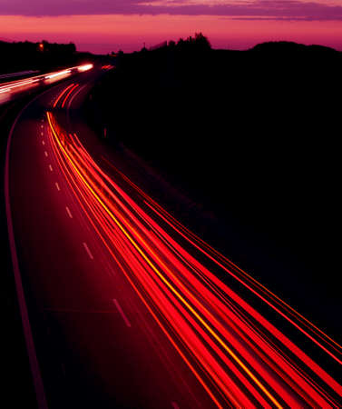lights of cars with night. long exposure