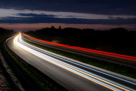 lights of cars with night. long exposure