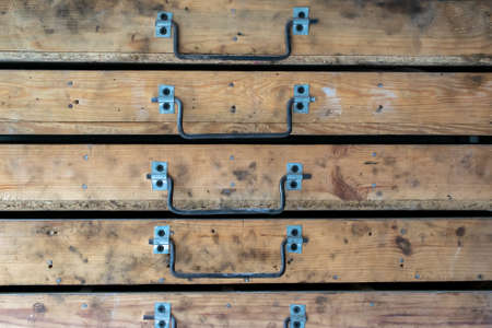 drawer shelves with handles in the garageの写真素材