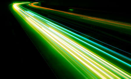 lights of cars with night. long exposure, light lines