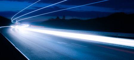 lights of cars with night. long exposure