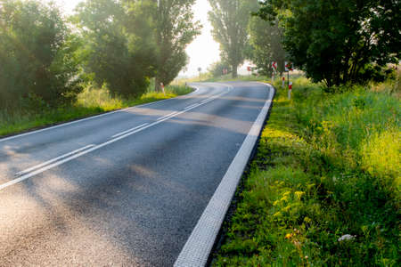 road bend in the morning
