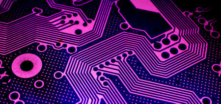 a printed circuit board in redの写真素材