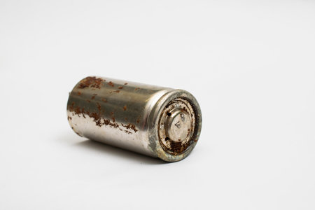 old nickel cadmium batteries isolated on white backgroundの写真素材
