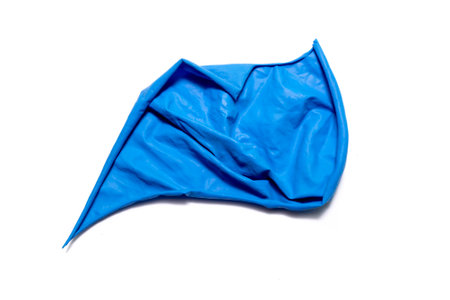 blue piece of rubber isolated on white backgroundの写真素材