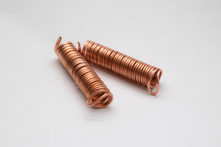 copper for recycling. copper wires coiled into spiralsの写真素材