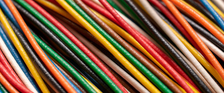 bundle of colorful cables, macro photo