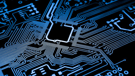 printed circuit. layout of tracks.