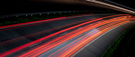 lights of cars with night. long exposure