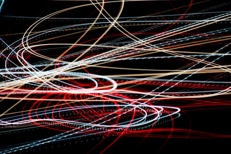Night road lights. Lights of moving cars at night. long exposure
