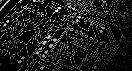 printed circuit. layout of tracks. PCBsの写真素材