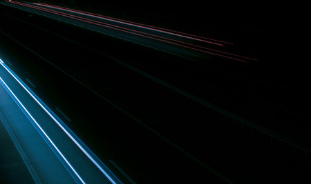 lights of cars with night. long exposure, light linesの写真素材