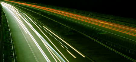lights of cars with night. long exposure, light linesの写真素材