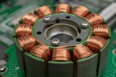 electric engine. copper windings. engine rotorの写真素材