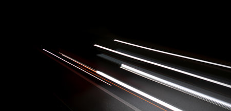 lights of cars with night. long exposure, light linesの写真素材