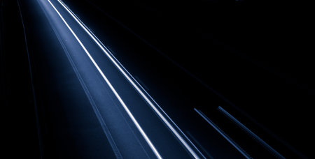 lights of cars with night. long exposure, light linesの写真素材
