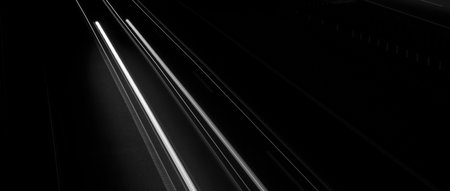 lights of cars with night. long exposure, light linesの写真素材