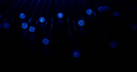 glowing optical fiber in the dark