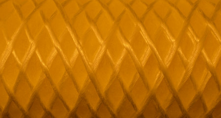 yellow spool of thread, crossed strings. macro photo