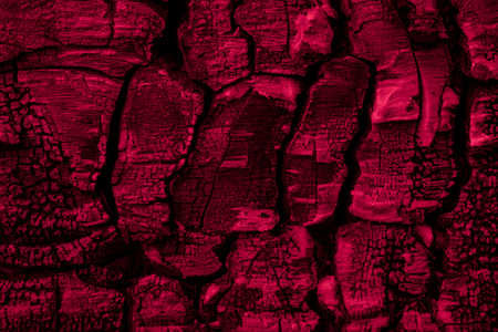 charred board, cracked charcoal structure
