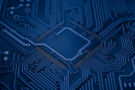 printed circuit. layout of tracks. PCB electronic