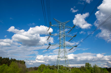 high voltage lines, power poles