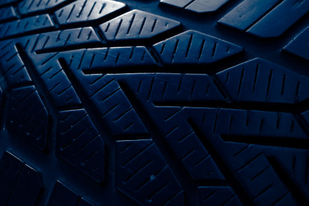 blue tire tread, tire traces backgroundの写真素材