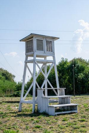 weather station box made of woodの写真素材