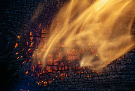 glowing board, burning wood, backgroundの写真素材