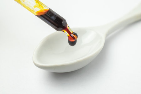 iodine, Lugol's solution, dissolved iodine administered dropwise with a pipetteの写真素材