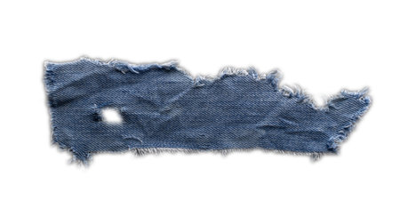 jeans. a frayed and torn piece of denim rag