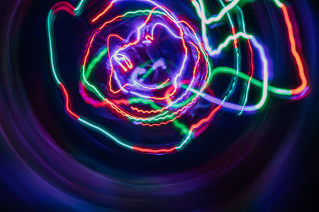 a tangle of colorful neon lights