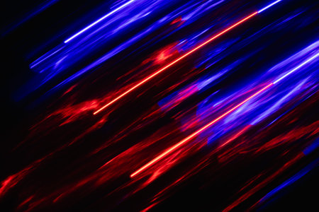 movement diagonal lines of lights with speed, painting with lightの写真素材
