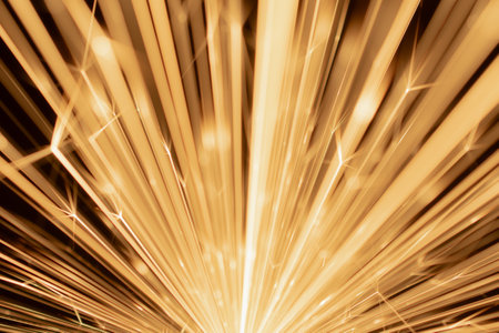stars of iron, explosion of sparks from an electrical short circuitの写真素材