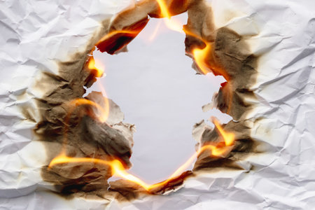 burning paper. isolated burn empty holeの写真素材