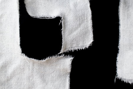 torn old white rag with holes on a black background