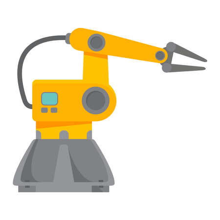 Industrial mechanical robotic arm.Isolated object flat vector.のイラスト素材