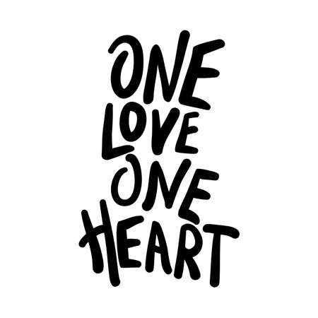 One love one heart quote for t-shirt. Hand drawn lettering inspiration phrase .のイラスト素材
