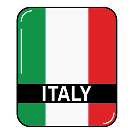 Icon with the Italian flag in linear flat style. A design concept for the websites and polygraphy.のイラスト素材