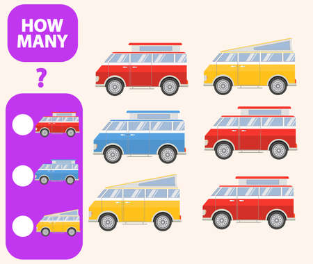 Count how many cars educational game. Math task development of logical thinking of children.のイラスト素材