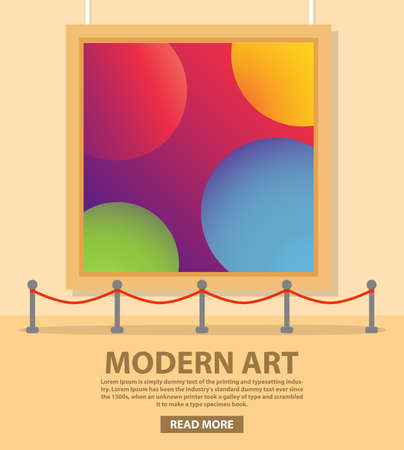 art gallery museum interior in flat vector. Exhibition of modern art.のイラスト素材