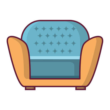Upholstered furniture a chair for state muddy. Flat line art vector.Soft armchair cartoon.のイラスト素材