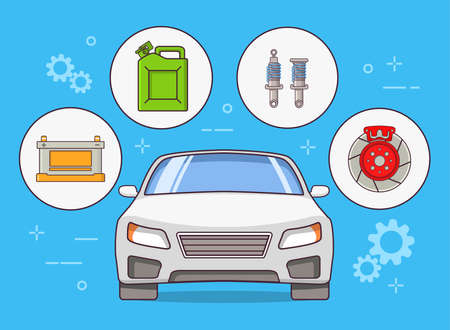 Auto parts infographic design element.Car mechanic service.のイラスト素材