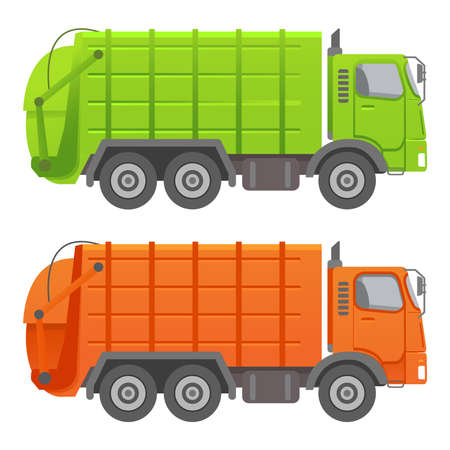 Garbage truck. Garbage recycling and utilization equipment.のイラスト素材