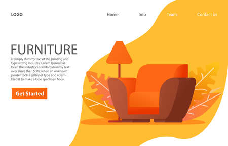 Living room home interior armchair .Landing page template.のイラスト素材