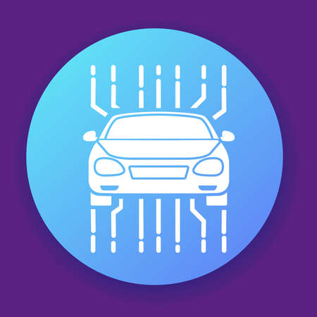 Icon smart car. Front view vehicle . Flat vector illustration.のイラスト素材