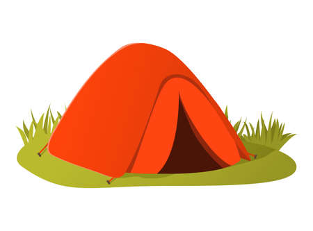 Hiking camping tent. Tourist camp in outdoor travel.のイラスト素材